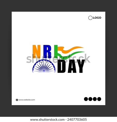 Vector illustration of Pravasi Bharatiya Divas social media feed template written hindi text means indian migrants day Royalty-Free Stock Photo #2407703605