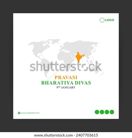 Vector illustration of Pravasi Bharatiya Divas social media feed template written hindi text means indian migrants day Royalty-Free Stock Photo #2407703615