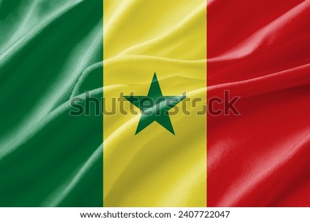 Senegal's high-resolution flag isolated against whia te background. 3d rendering Royalty-Free Stock Photo #2407722047
