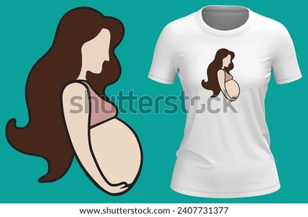 Silhouette of a beautiful pregnant woman. Vector illustration for tshirt, website, print, clip art, poster and print on demand merchandise.