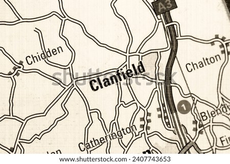 Clanfield near Southampton in Hampshire, England, UK atlas map town name in sepia