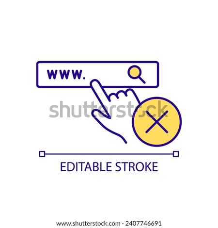 Online detox RGB color icon. Website access denied. Digital disadvantage. Information search. Isolated vector illustration. Simple filled line drawing. Editable stroke. Arial font used