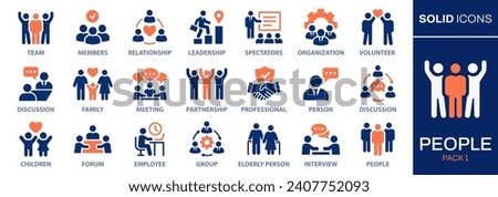 People icon set. Collection of team, person, group, family, human and more. Vector illustration. Easily changes to any color. Royalty-Free Stock Photo #2407752093