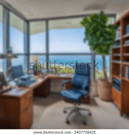 ocean view modern office blurred stock photo background