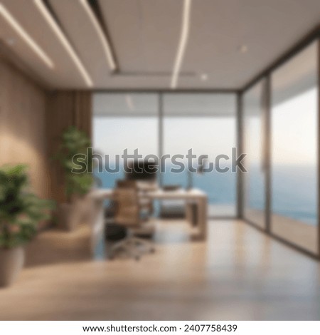 ocean view modern office blurred stock photo background