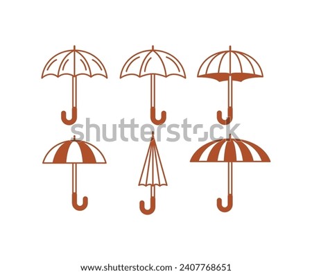 set of umbrellas icon vector design autumn fall season theme simple element illustration collections isolated