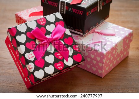 boxes with gifts tied bows