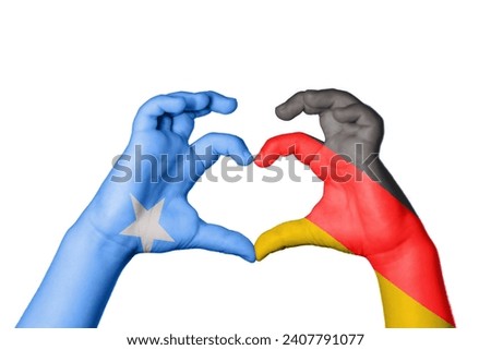 Somalia Germany Heart, Hand gesture making heart, Clipping Path