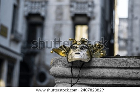 The ancient traditional mask resting in the heart of ancient Venice