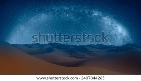 Amazing Milky Way over the sand dunes of Sahara Desert - Sahara, Morocco