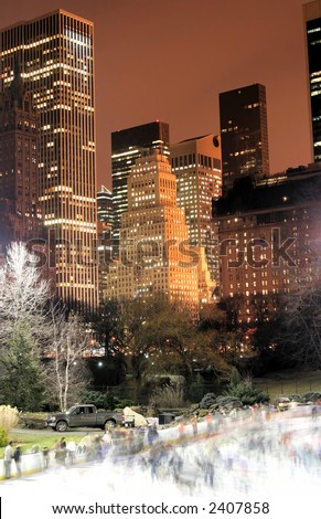 Central Park and manhattan skyline at Night, New York City