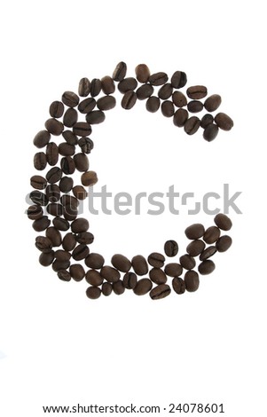 Coffe letter C isolated on white background