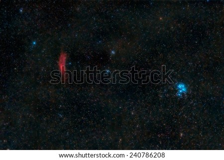 Pleiades Star Cluster and the California Nebula 