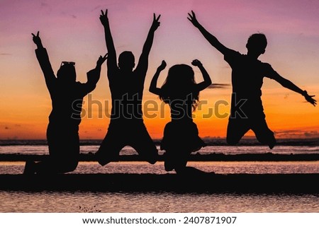 A group of friends enjoying on beach 