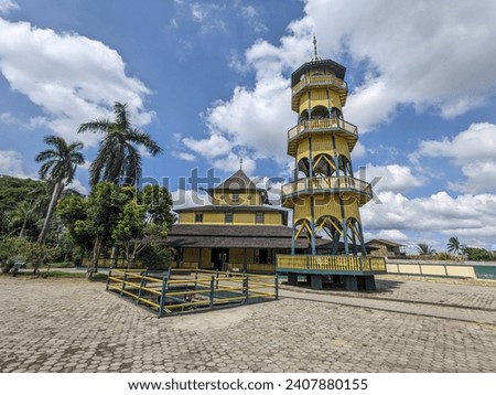 The Shiratal Mustaqim Mosque is the oldest mosque in the city of Samarinda. East Kalimantan, Indonesia. This mosque, which was built in 1881, was the 2nd winner in the historic mosques festival Royalty-Free Stock Photo #2407880155