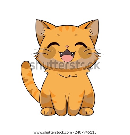 anime cartoon character orange color cute cat in spring, drawing, happy cute, art, animal, kitten, pet, graphic, cat
