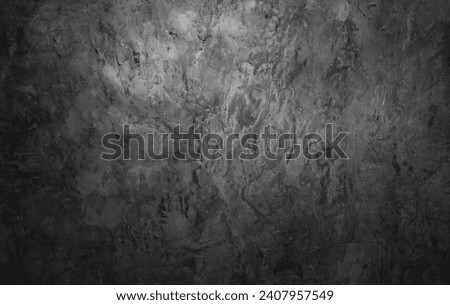 Wide surface. Gray concrete wall. Floor. Dark walls. Deep black cement expressed in a simple mood and tone. Elegant background for placing products with free space for design.