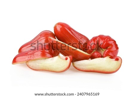 heap of Rose apple or chomphu thai fruit , pieces of of Rose apple  isolated on white background Royalty-Free Stock Photo #2407965169