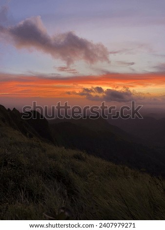 Sunset view from the top of valley 