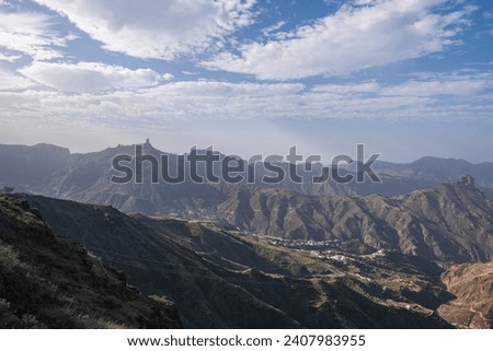 View In The Morning To Tejeda And The Holy Mountains Roque Nublo And Roque Bentayga Royalty-Free Stock Photo #2407983955