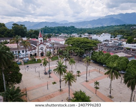 aerial view of the center of Florence - Caquetá in Colombia Royalty-Free Stock Photo #2407996283