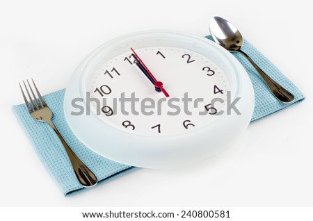 Clock and a set of preparation for meal