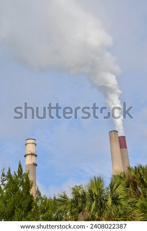 Big Bend Power Station stack releasing steam at Manatee Viewing Center