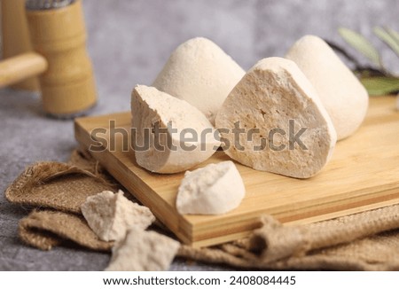 jameed mansaf on a wooden board,arabic food Jordanian traditional
 Royalty-Free Stock Photo #2408084445