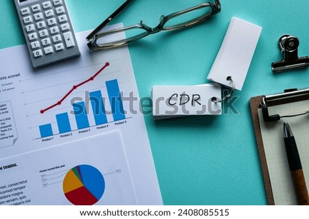 There is word card with the word CDR. It is an abbreviation for Carbon Dioxide Removal as eye-catching image. Royalty-Free Stock Photo #2408085515