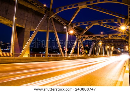 Krungthep Bridge beam light in Bangkok