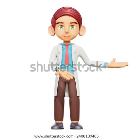 3d illustration male doctor show something isolated on white background