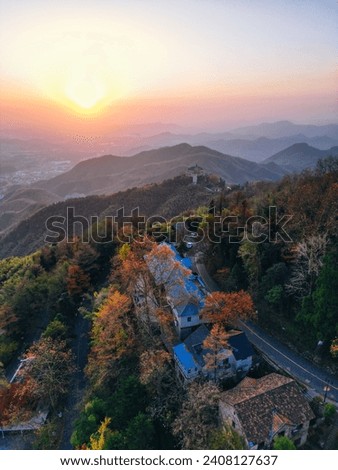 Aerial photography of the beautiful autumn in Mogan Mountain