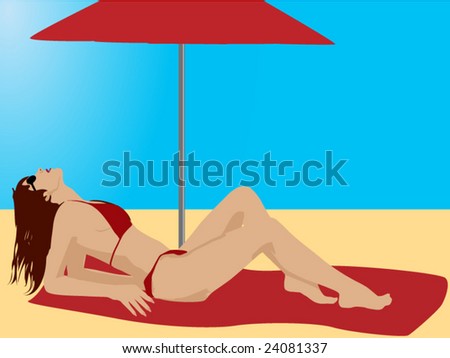 Vector girl on beach