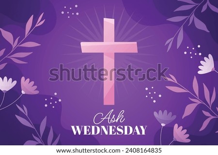 Happy Ash Wednesday background. Ash Wednesday celebration. Christian holy day of prayer and fasting. Cartoon Vector illustration design for Poster, Banner, Post, Flyer, Card, Cover. February 14. Royalty-Free Stock Photo #2408164835