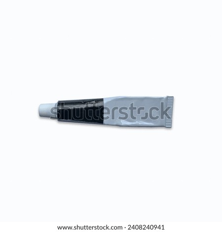 Top view of medicine tube, closed cosmetic tube isolated on white background