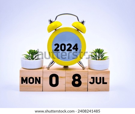 Monday 8 july 2024,calendar concept 