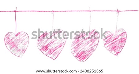Pink lined heart isolated on white background.