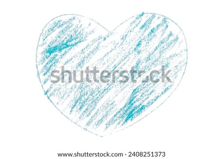 Light blue lined heart isolated on white background.