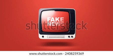 Old vintage TV broadcasting fake news and false information Royalty-Free Stock Photo #2408259369