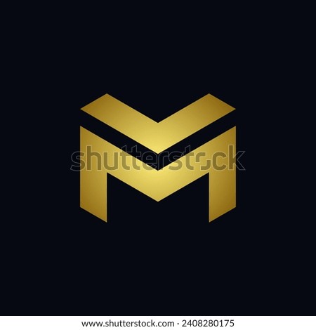 Golden Letter M Logo On Black Background, M Logo icon
