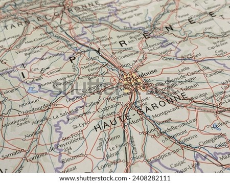 Map of Toulouse, France, world tourism, travel destination