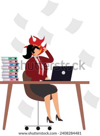 Distraught, Worried, After Work, Computer, Emotional Stress, Saleswoman, Businesswoman Royalty-Free Stock Photo #2408284481