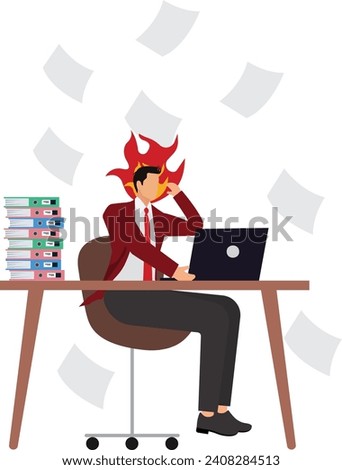 Distraught, Worried, After Work, Computer, Emotional Stress, Salesman, Businessman Royalty-Free Stock Photo #2408284513