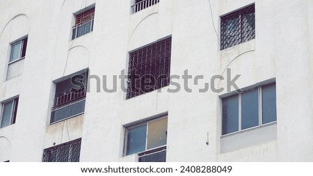 The architecture of Oman. Muscat. An apartment building. Arab real estate. Summer time. Outdoor. Wide Web Banner. Filtered Photo