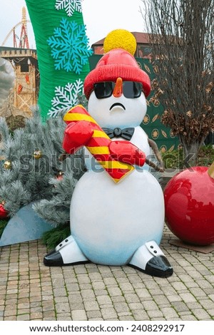 New Year's Christmas snowman as a close-up decoration