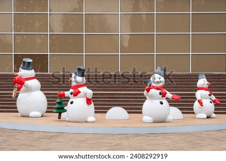 New Year's Christmas snowman as a close-up decoration