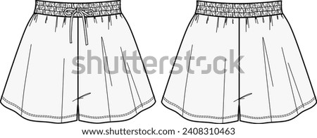 woman high waist drawstring short fashion vector	 Royalty-Free Stock Photo #2408310463