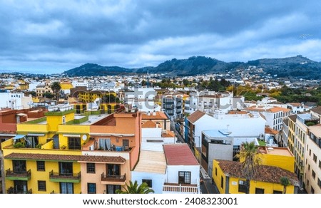 Streets and rooftops in San Cristóbal de La Laguna, Tenerife, Spain Royalty-Free Stock Photo #2408323001