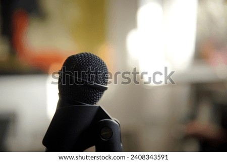  black microphone for singing and copy space                       