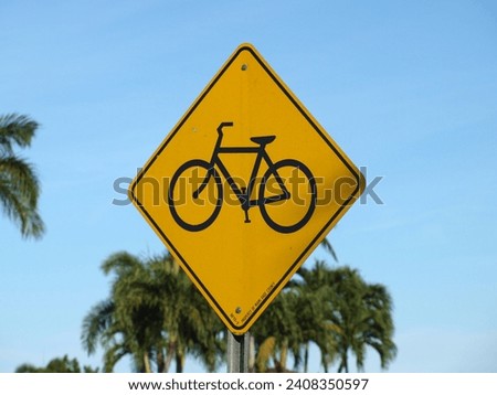 Traffic sign of bicycle rout in a street. 